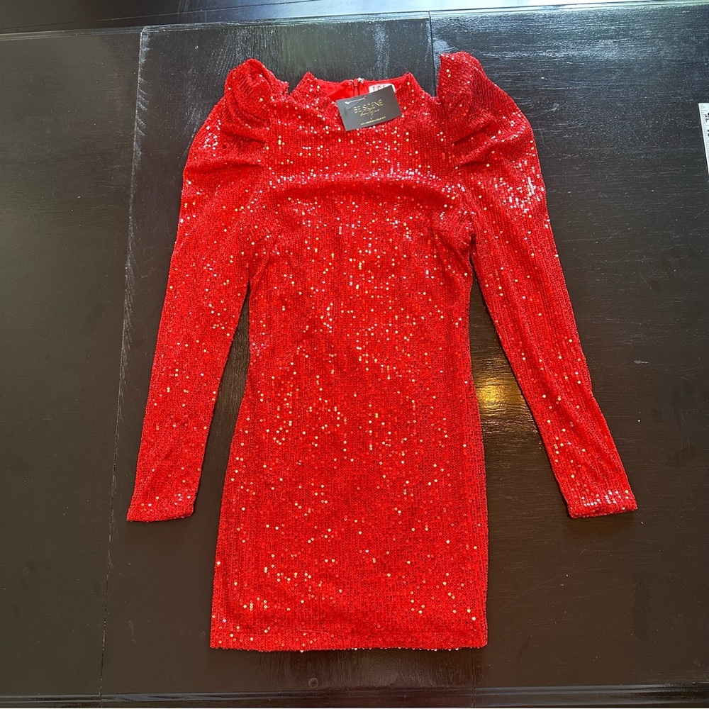 NWT Be Scene Small Red Mini Dress Red Bright Sequin Party Club Fancy Dinner